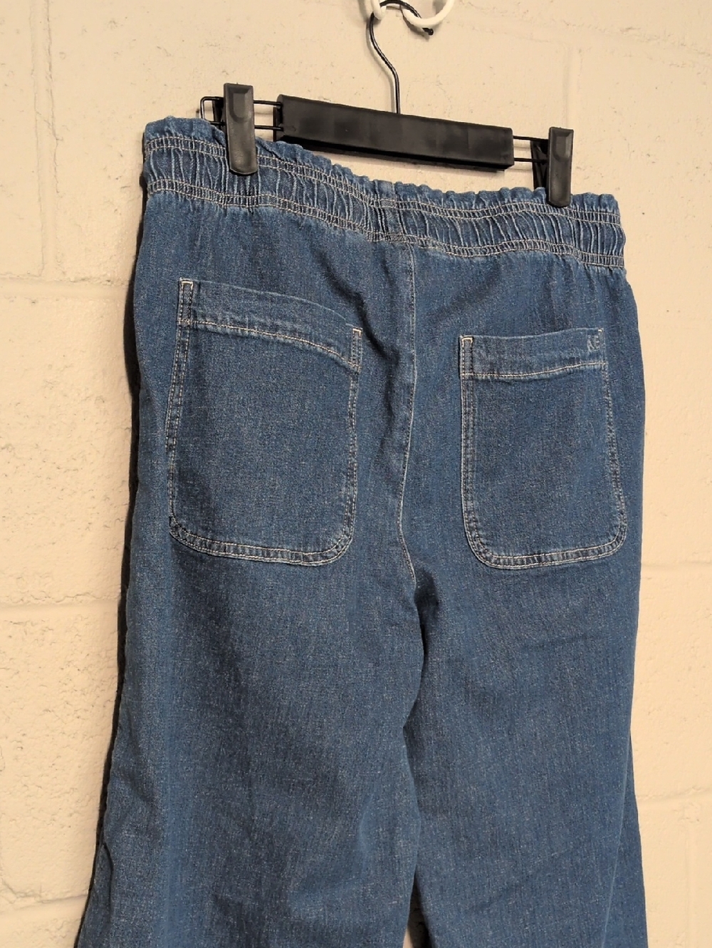 AE Dreamy Drape Pull On Elastic Waist Wide Leg Linen Blend Denim Pants Size S - Picture 7 of 8